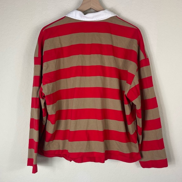 J. Crew Striped Rugby Shirt Women’s Size XXL Red Tan - Picture 7 of 8